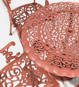 Home Deco and More Antoinette Dining Table With 4 Chairs Red 100 Cm, Packshot View