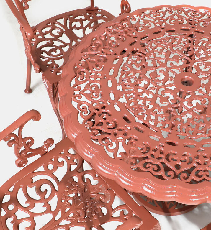 Home Deco and More Antoinette Dining Table With 4 Chairs Red 100 Cm, Packshot View