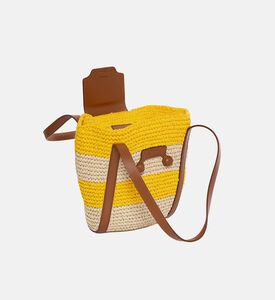 حقيبة ترانكارو صغيرة مخططة مزينة بجلد ورافيا