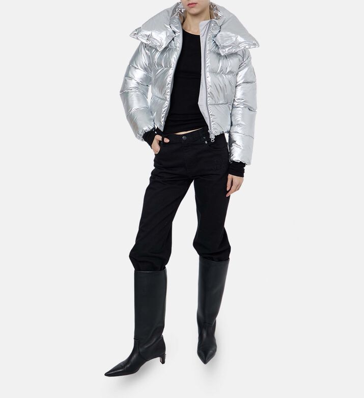 Save the Duck Metallic Cropped Long-sleeve Jacket, Model View