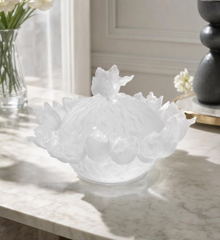 Cristal de Paris Desert Tulip Clear Frosted Candybox, Model View