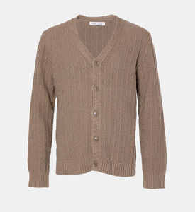 كارديغان طويل الأكمام قطن عضوي بياقة في