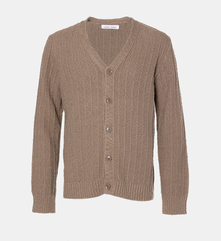 كارديغان طويل الأكمام قطن عضوي بياقة في