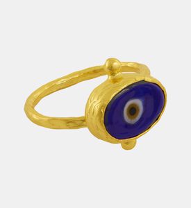 Ottoman Hands Evil Eye Design Ring, Navy, S, Packshot View