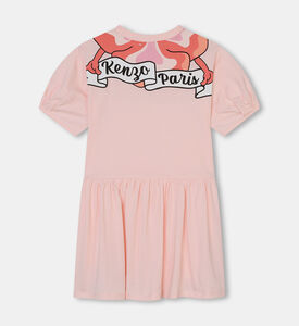 فستان جيرسيه قطن عضوي مزين بزهرة