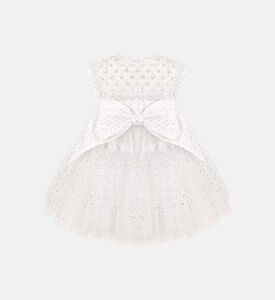 فستان تول بطبعة قماش فضي