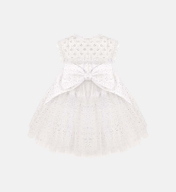 فستان تول بطبعة قماش فضي