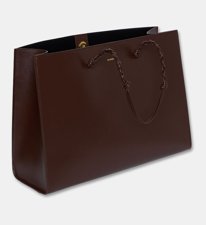 Jil Sander Tangle Shopping Leather Tote, Brown, Packshot View