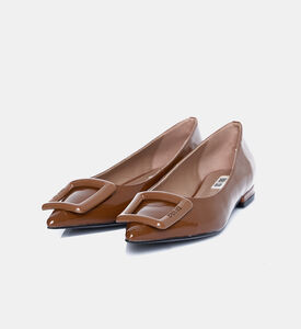 Patent Leather Gold-buckle Ballerinas