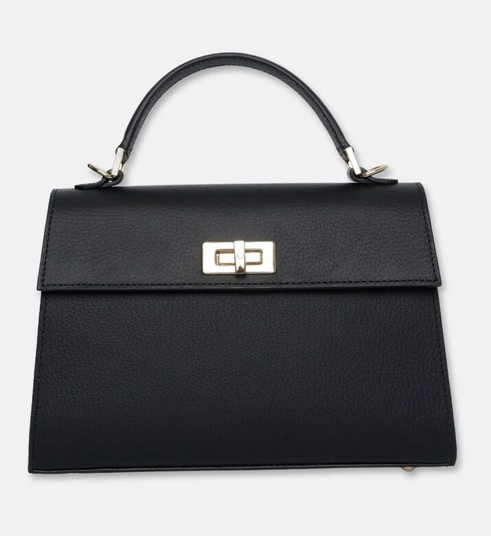 Maya.M Signature Pebbled Leather Medium Satchel, Black, Packshot View