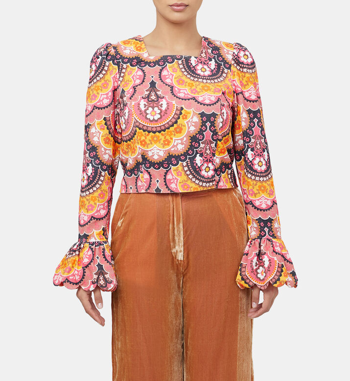 Flower Fall Velvet Crop Top