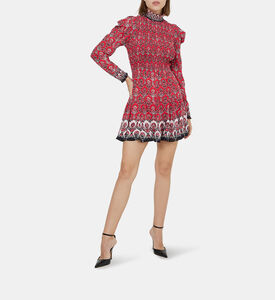 Elvira Smocked Mock Neck Mini Dress