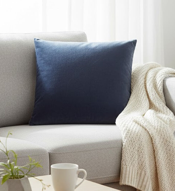 Home Deco and More Hiralam Velvet Square Filled And Vaccumed Cushion, Dark-blue, 45x45-cm, Packshot View