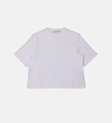 Metallic Logo-print Boxy-fit T-shirt