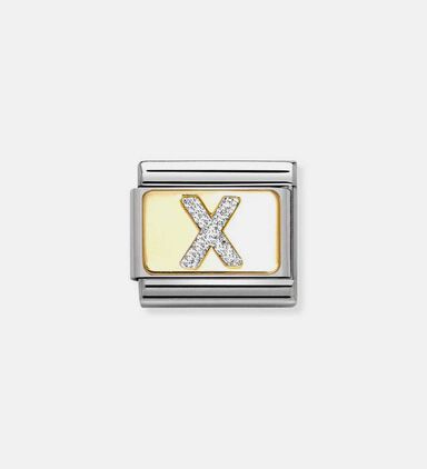Composable Classic Link Silver Glitter Letter X Charm