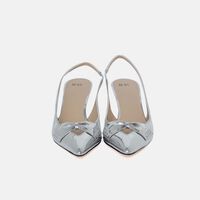 Metallic Leather Kitten Heel Pumps