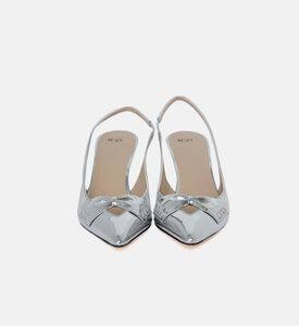 Metallic Leather Kitten Heel Pumps