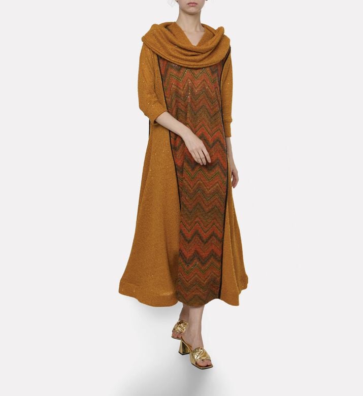 Dalia Al Azem Chevron-print Dress Cardigan 2-piece Set, Model View