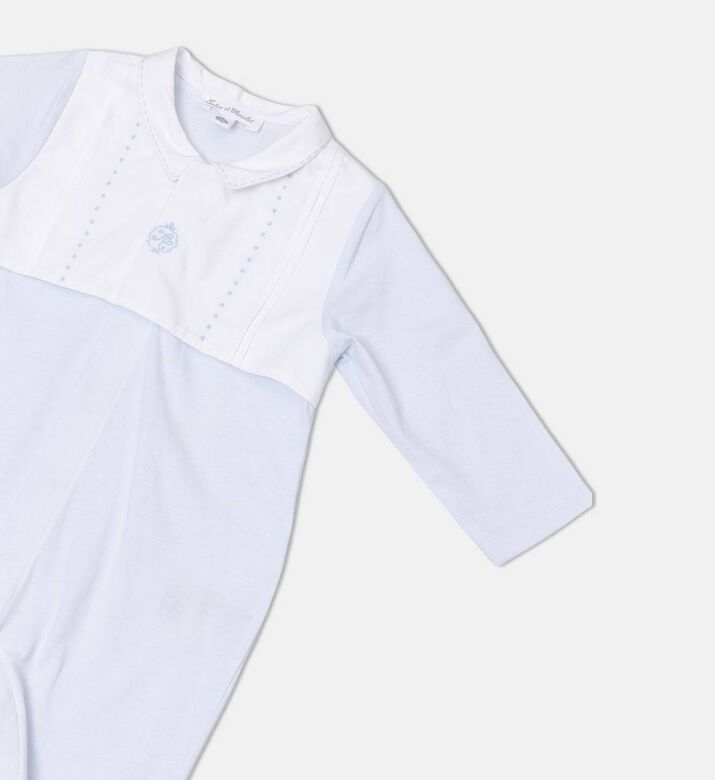 Tartine et Chocolat Ruffle Collar Round Neck Pajamas, Blue, 9m, Packshot View