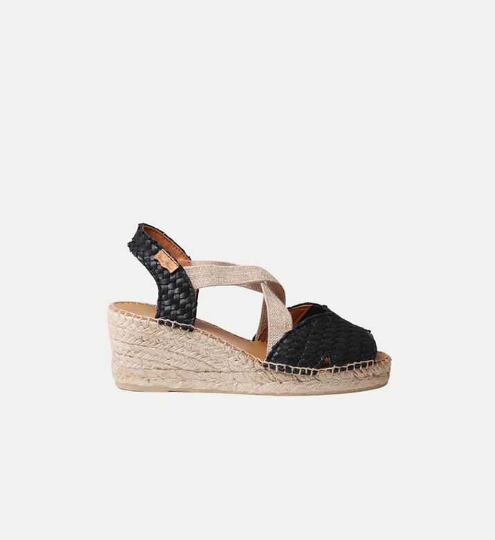 Salina Leather Raffia High-wedge Open-toe Espadrille
