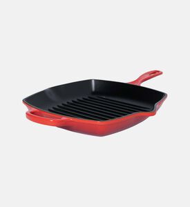 Le Creuset Grillit Cast Iron Square Skillet, Red, 26-cm, Packshot View
