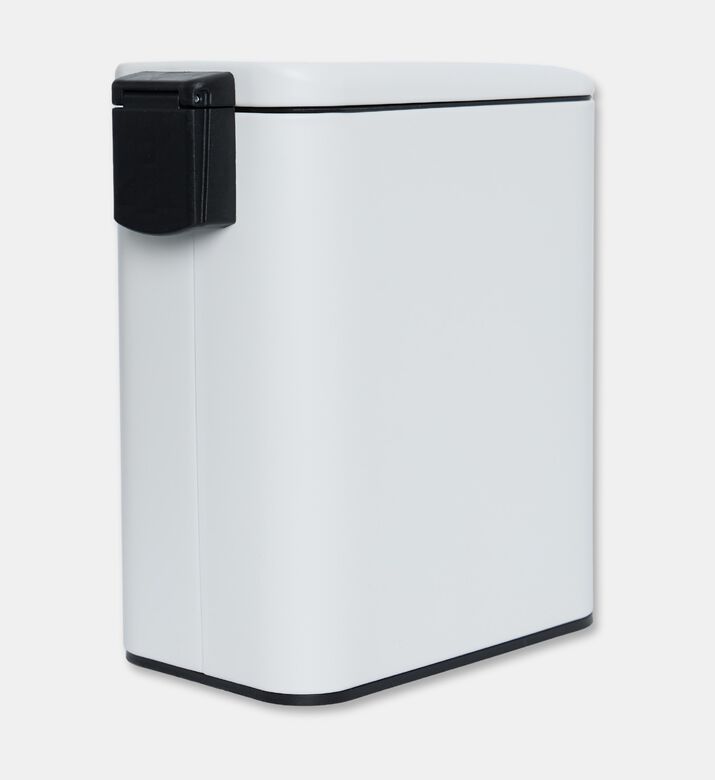 Home Deco and More Soft Close Rectangle Pedal Bin, White, Packshot View