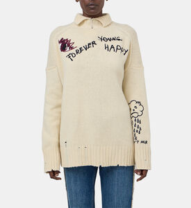 Fleece Cherry-embroidery Sweatshirt