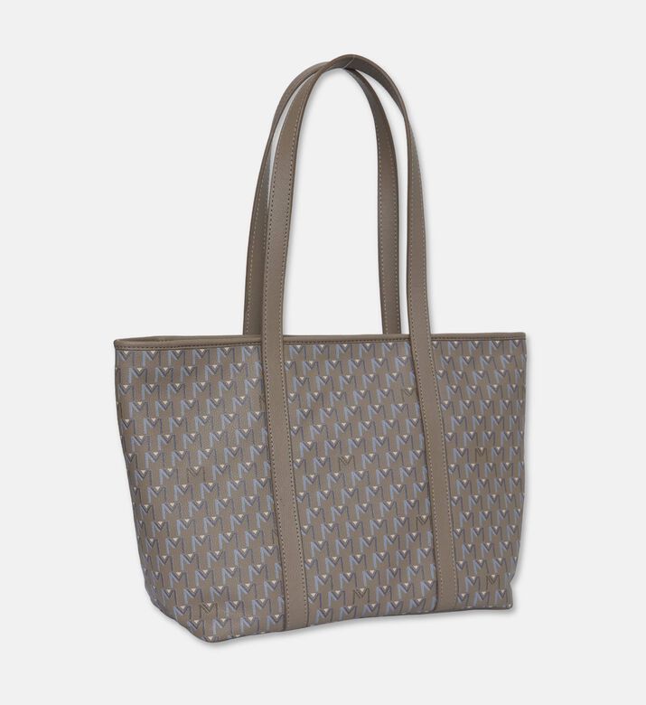 Maya.M All-over Monogram Medium Zip Tote Bag, Greige, Packshot View