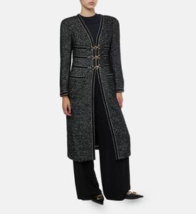 Edward Achour Paris Tweed Longline Buckle Jacket, Model View Edward Achour Paris Tweed Longline Buckle Jacket, Model View