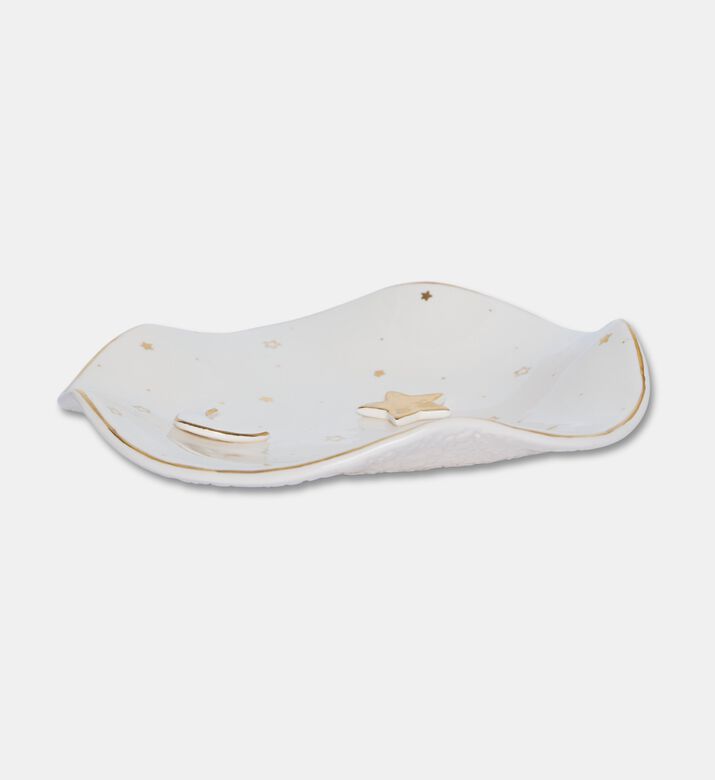 Noorena Ramadan Moon Gold Glazed Ceramic Dish, Packshot View