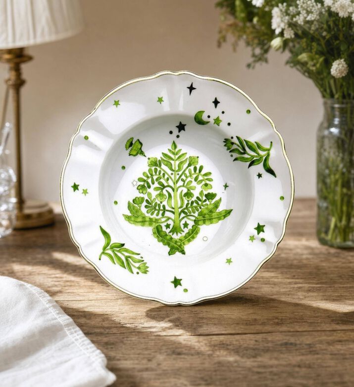 Bitossi Floral Decal Dinner Plate, Model View