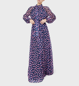 Tulle Heart-print Maxi Dress