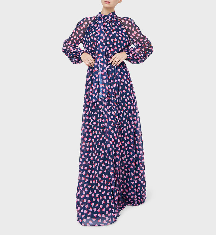 Tulle Heart-print Maxi Dress