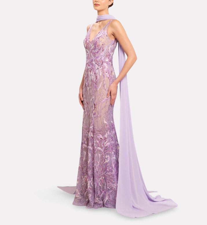Michael Cinco Long Dress, Model View