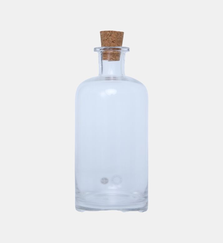 إبريق زجاجي شفاف بإغلاق فلين طبيعي