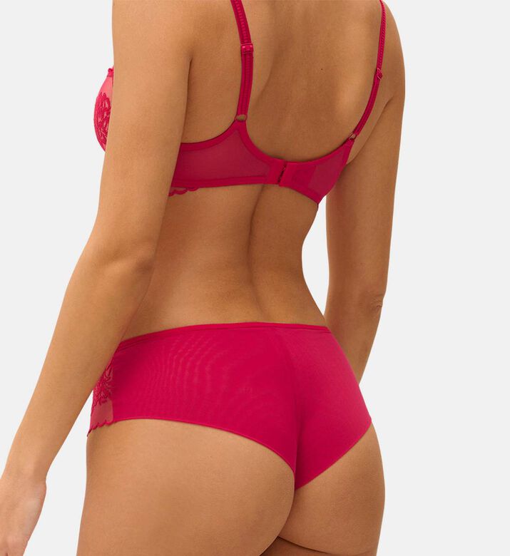 سروال داخلي شورت بخصر منخفض منسوج بدون خياطة بتطريز أزهار