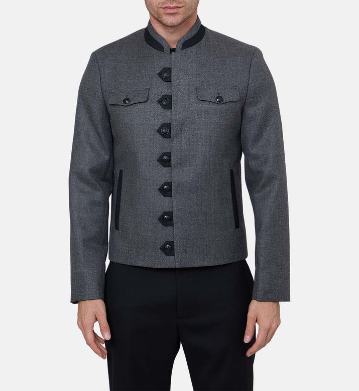 Wool Long-sleeve High Neck Jacket