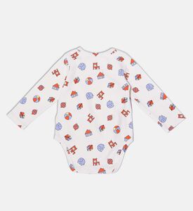 Bobo Choses All-over Colorful Animal Pattern Wrap-style Long-sleeve Bodysuit, Packshot View