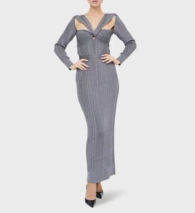 Variegated Rib Draped Metallic Gown Variegated Rib Draped Metallic Gown