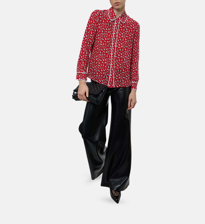 Alice and Olivia Chess-print Long-sleeve Top, Model View