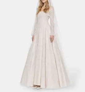 L Atelier Du Luxe Taffeta Lace Appliqu&eacute; Gown, Model View