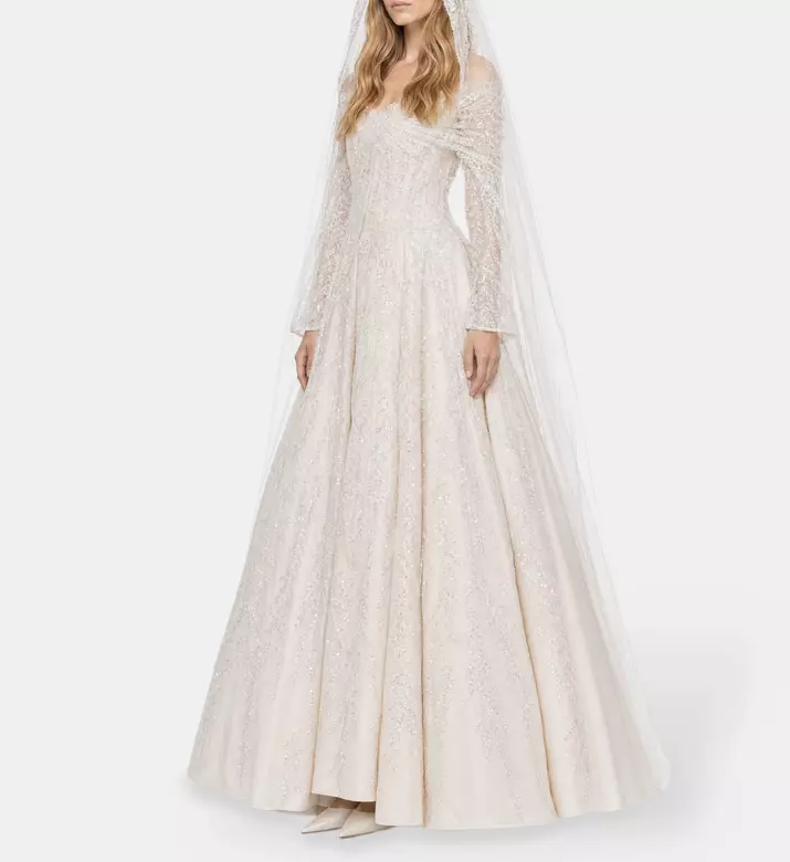 L Atelier Du Luxe Taffeta Lace Appliqu&eacute; Gown, Model View