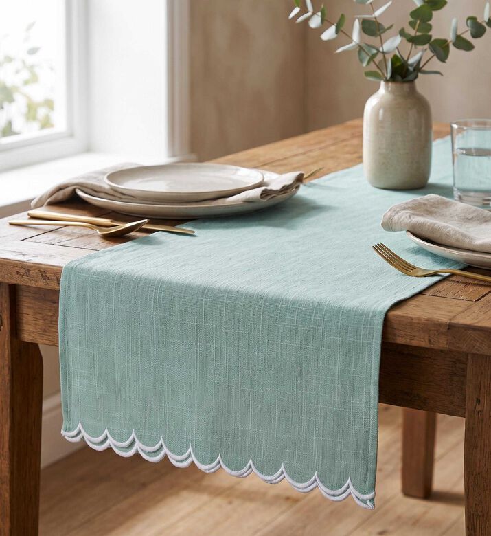 Home Deco and More Adelina Scalloped Design Table Runner, Model View