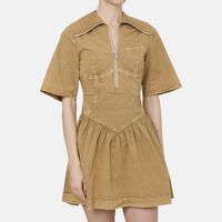Zip Closure Flared Mini Dress
