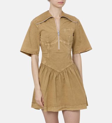 Zip Closure Flared Mini Dress