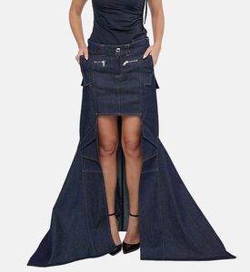 High-low Paneled Denim Cargo Skirt High-low Paneled Denim Cargo Skirt