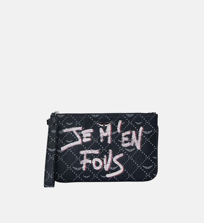 Coated Canvas Graphic-print Clutch