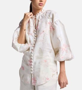Carter and White Rosaile Floral-print Balloon-sleeve Blouse, Model View