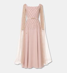 Suzy Matar Embellished Long-sleeve Belted Dress, Packshot View