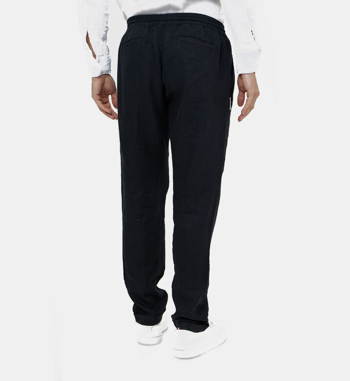 Men Drawstring Elastic Waistband Linen Pants
